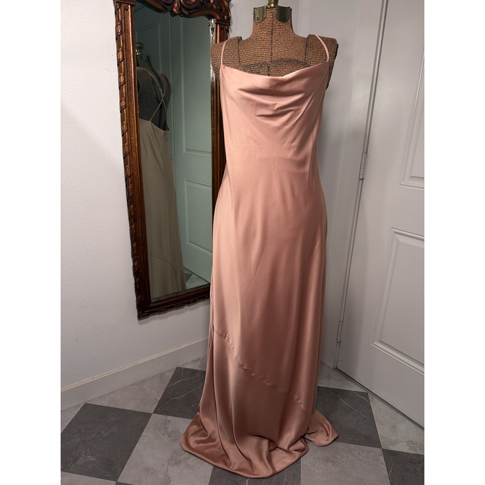 Show Me Your Mumu Romeux Gown Dusty Rose Satin Cowl Neck Maxi Dress Medium